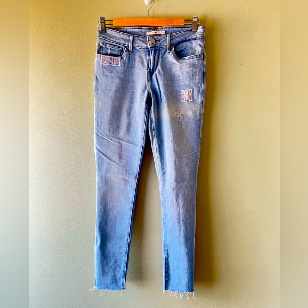 Levi's 711 Blue Vintage Jeans with patchwork motif Size 28 NWOT